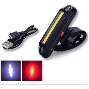 Lanterna Traseira USB Head Light Luz Branco/Preto